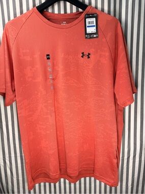 Under Armour Velocity Jacquard T-Shirt Men XL Orange Short Sleeve Athletic NWT